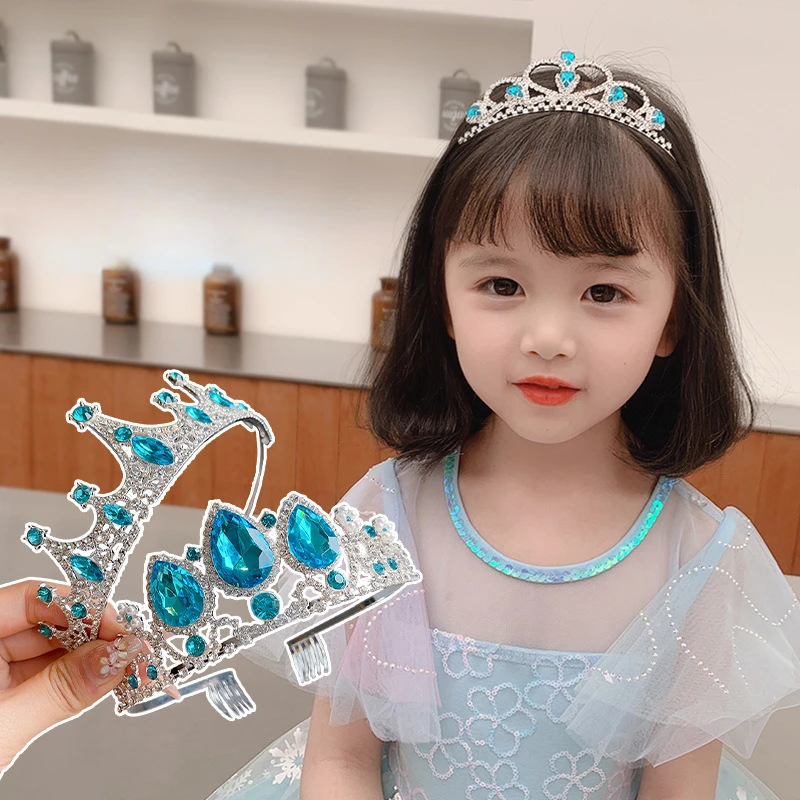Diadema de princesa, pasadores de corona, cetro mágico para niños, diamantes de imitación, accesorios para el cabello para niña pequeña