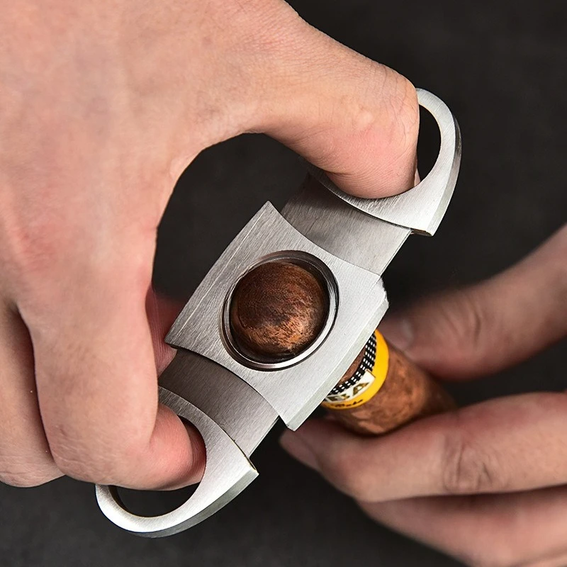 Accesorios para puros Cortador de puros de acero inoxidable - Estilo guillotina con punzón para premium - imagen 5