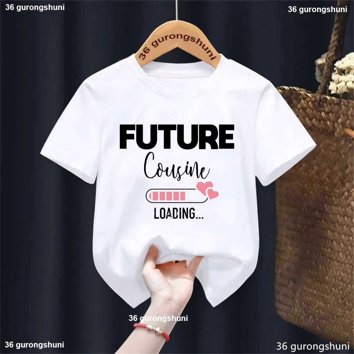 Camiseta con estampado de letras de carga del futuro francés, camiseta de anuncio de embarazo para niñas, ropa Kawaii para niños, camiseta sólida - imagen 2