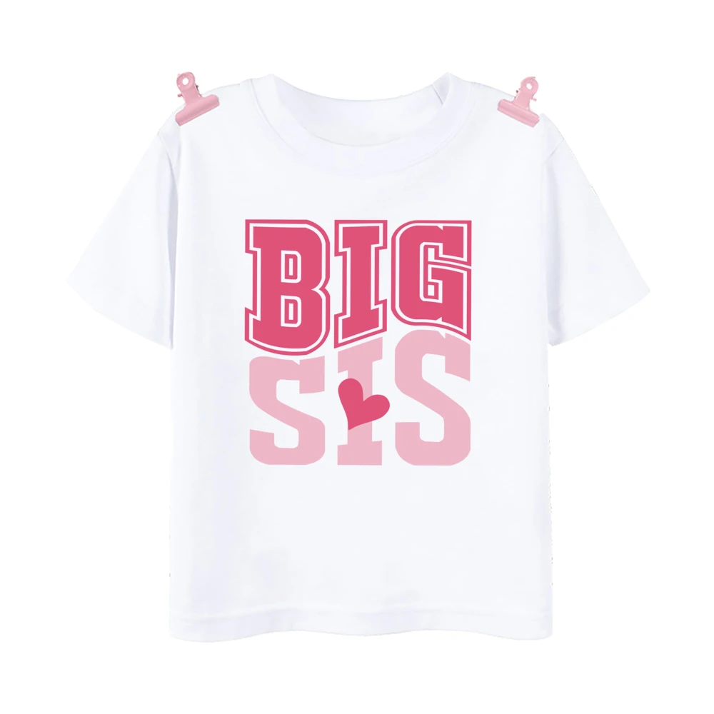 Camiseta a juego con estampado de lazo para hermana mayor y hermana pequeña, camiseta para niñas y hermanos, camiseta de manga corta para niños, ropa de verano para niños, Tops - imagen 3
