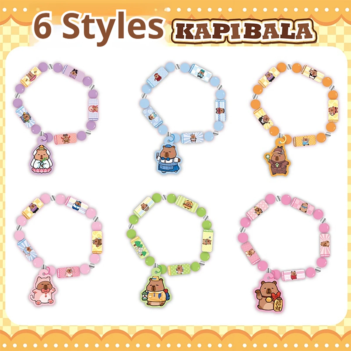 Pulseras adhesivas de cuentas de capibara, bonito hámster pequeño, pulsera con dijes DIY, joyería hecha a mano divertida, regalo de fiesta de cumpleaños para niñas - imagen 5