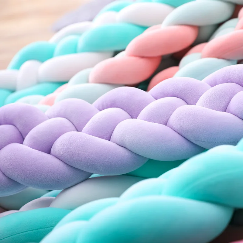 Riel de cama anudado para habitación de niños trenzado de 4 hebras, protector contra choques de seguridad para bebés, protección de seguridad para cama tejida - imagen 3