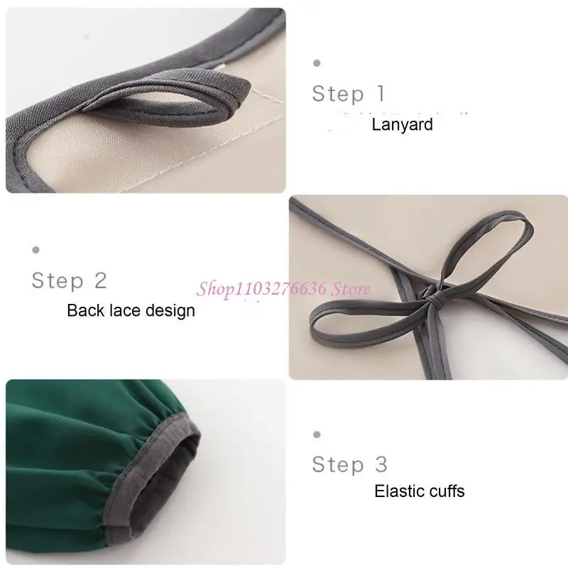 R6FD a impermeable babero babero estampado niños manga larga ajustable smock - imagen 3