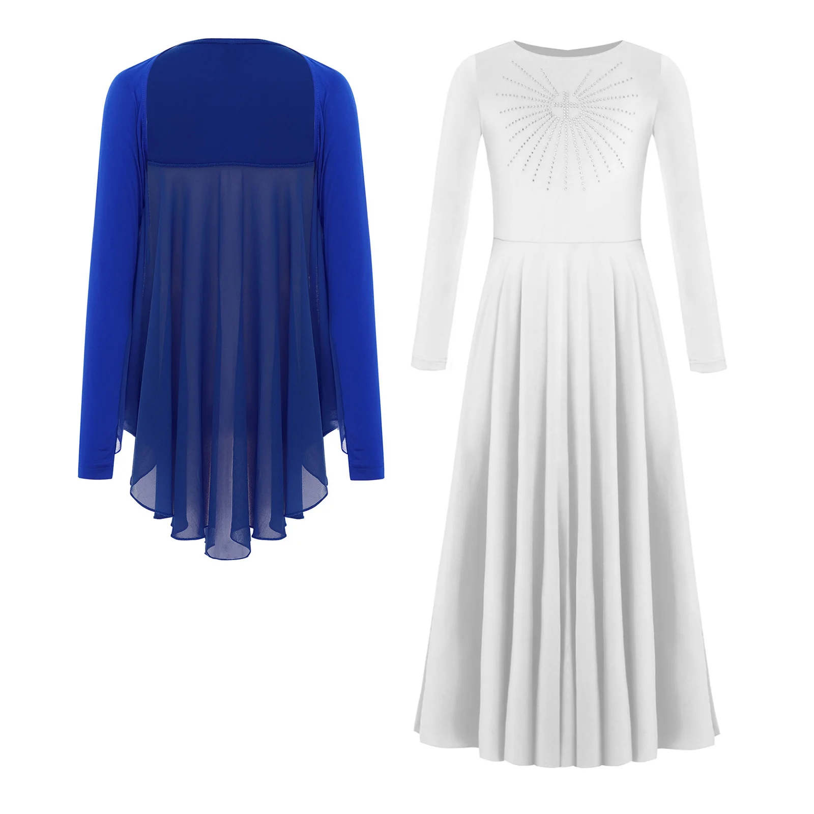 Vestido de coro infantil con pedrería y chal de ángel - imagen 3