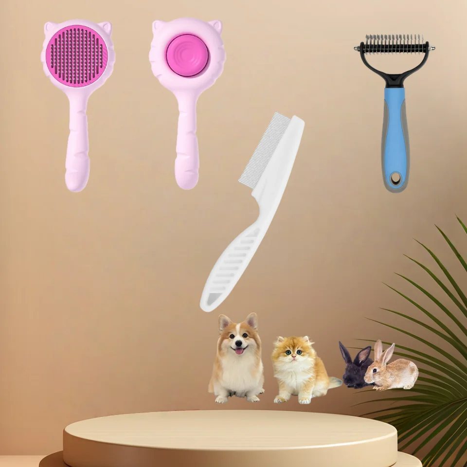 Cepillo de masaje para el cuidado de gatos, peine para mascotas, cepillo profesional para quitar el pelo de mascotas con nudo abierto, peine duradero para gatitos, accesorios para mascotas
