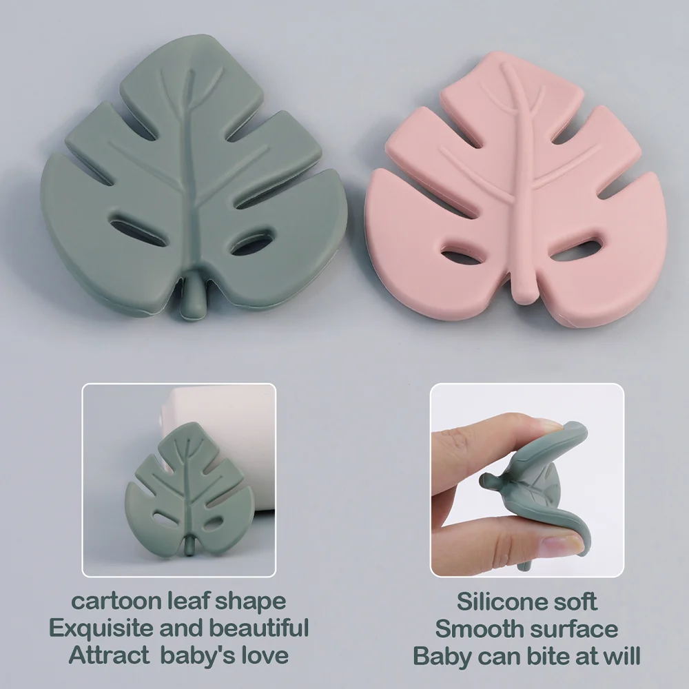 TYRY.HU-mordedor de silicona con forma de hoja de dibujos animados para bebé, sonajero de dentición de silicona de calidad alimentaria para el cuidado del recién nacido, juguete Molar infantil, 1 ud. - imagen 2