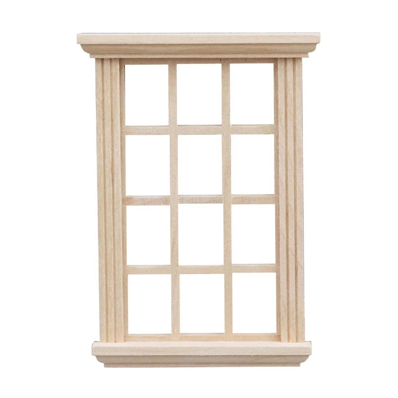 1 12 Scale Wooden Dollhouse Windows Handmade Miniature Window Frame Furniture Decor Accessory for Doll House