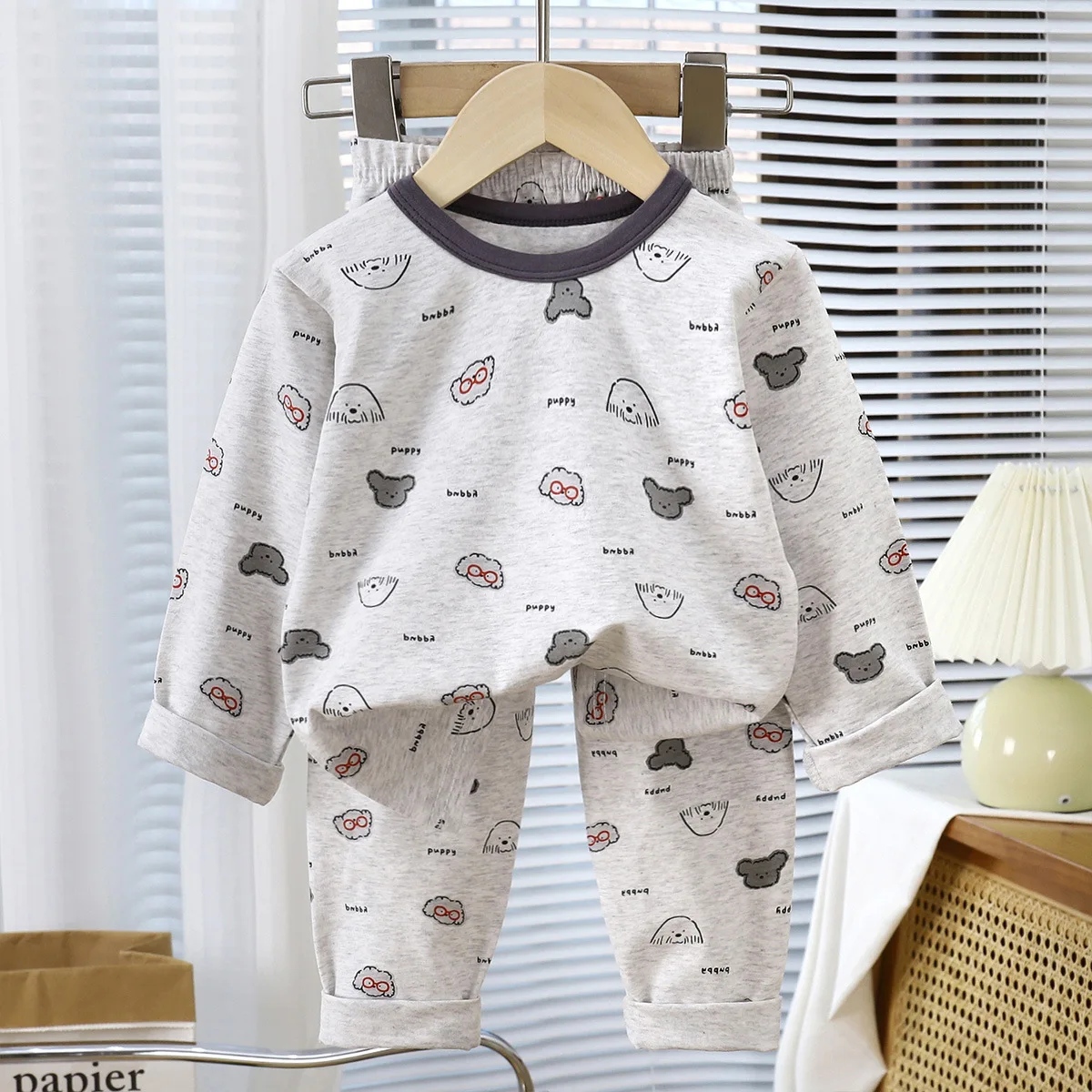 MILANCEL primavera niños conjunto de ropa de casa 1-9T conejito de dibujos animados niñas ropa de hogar traje perros letras niños pijamas 2 uds - imagen 3