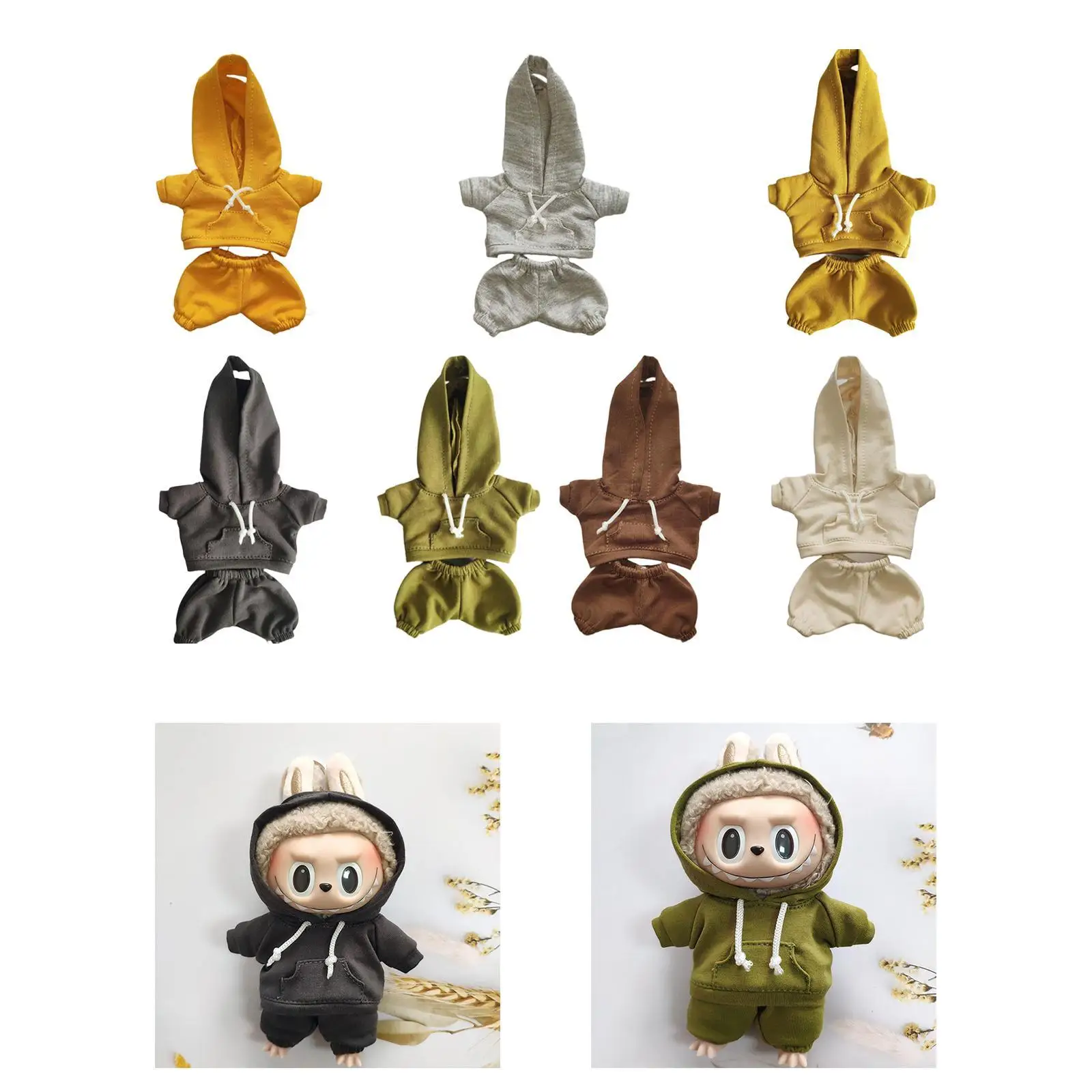 17cm Plush Doll Clothes Sweatshirt and Pants Costumes Dress up Photo Props Fashion Soft Cartoon Doll Outifit Doll Clothing