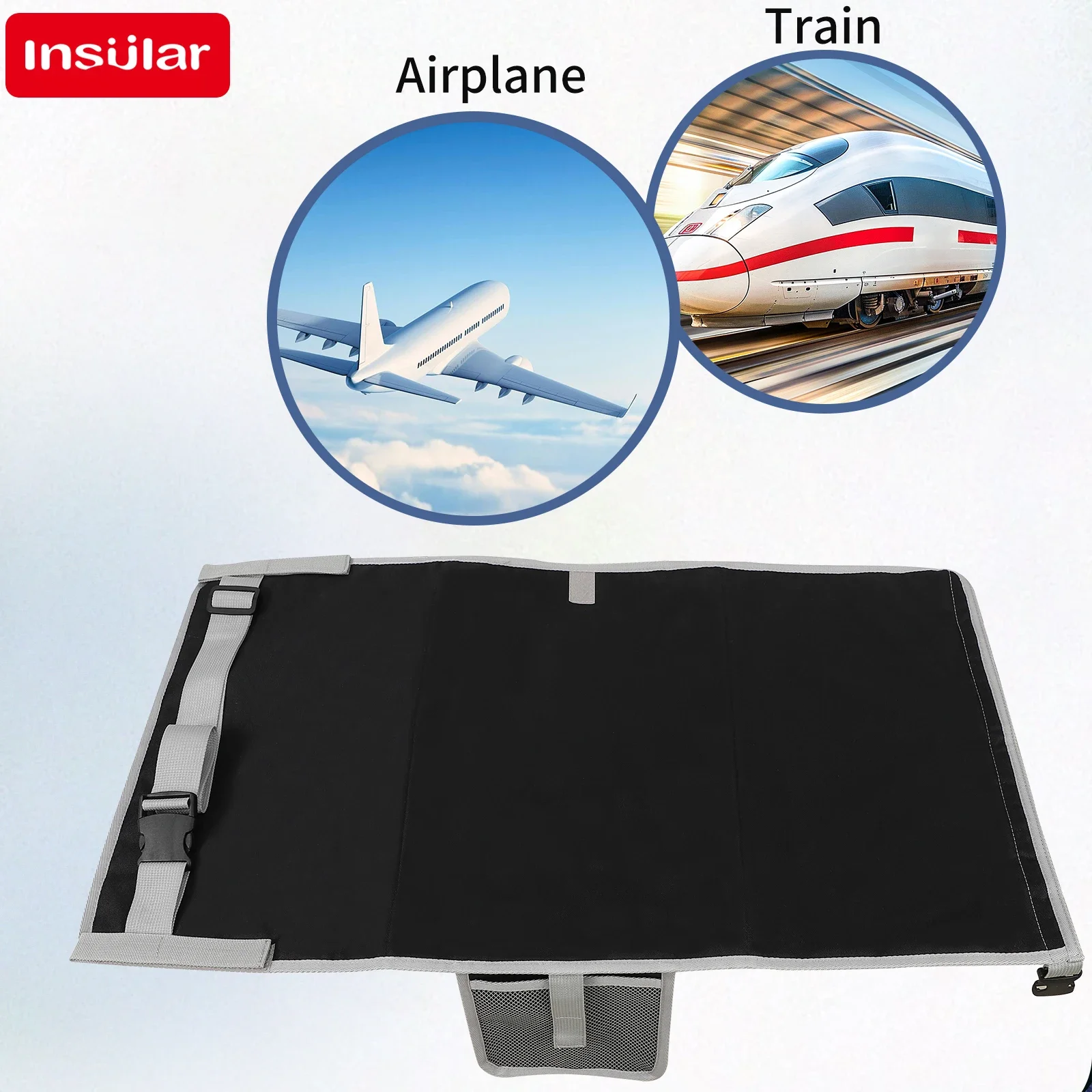 INSULAR-cojín extensor de asiento de avión para niños, almohadilla extensible de asiento portátil, hamaca para niños, cama de viaje, reposapiés plegable, elementos esenciales de viaje - imagen 3