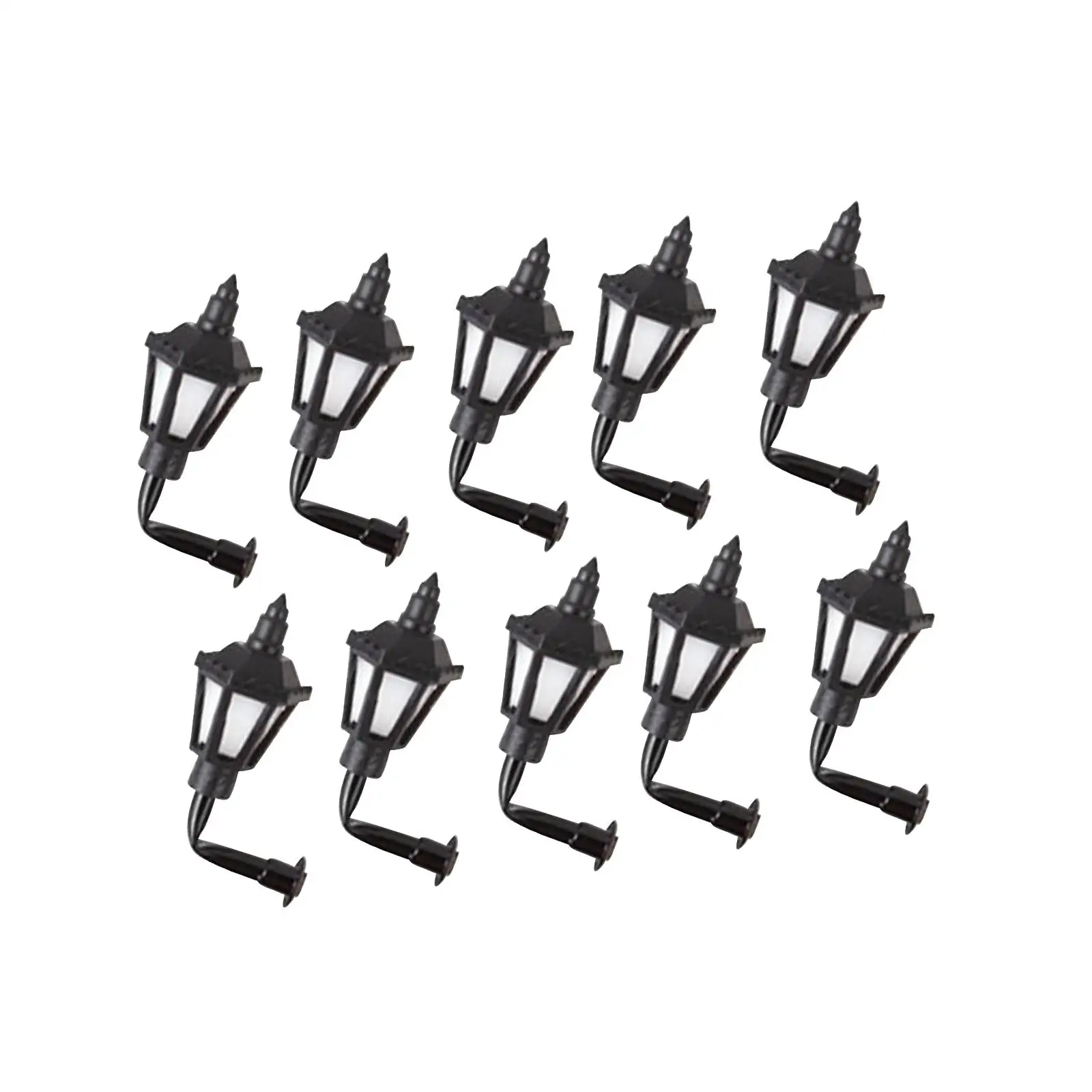 Luces de calle en miniatura de piezas, lámpara de decoración de simulación 1:87, miniiluminación a escala, lámpara de pared Vintage, modelos de muebles, 10 Uds. - imagen 4