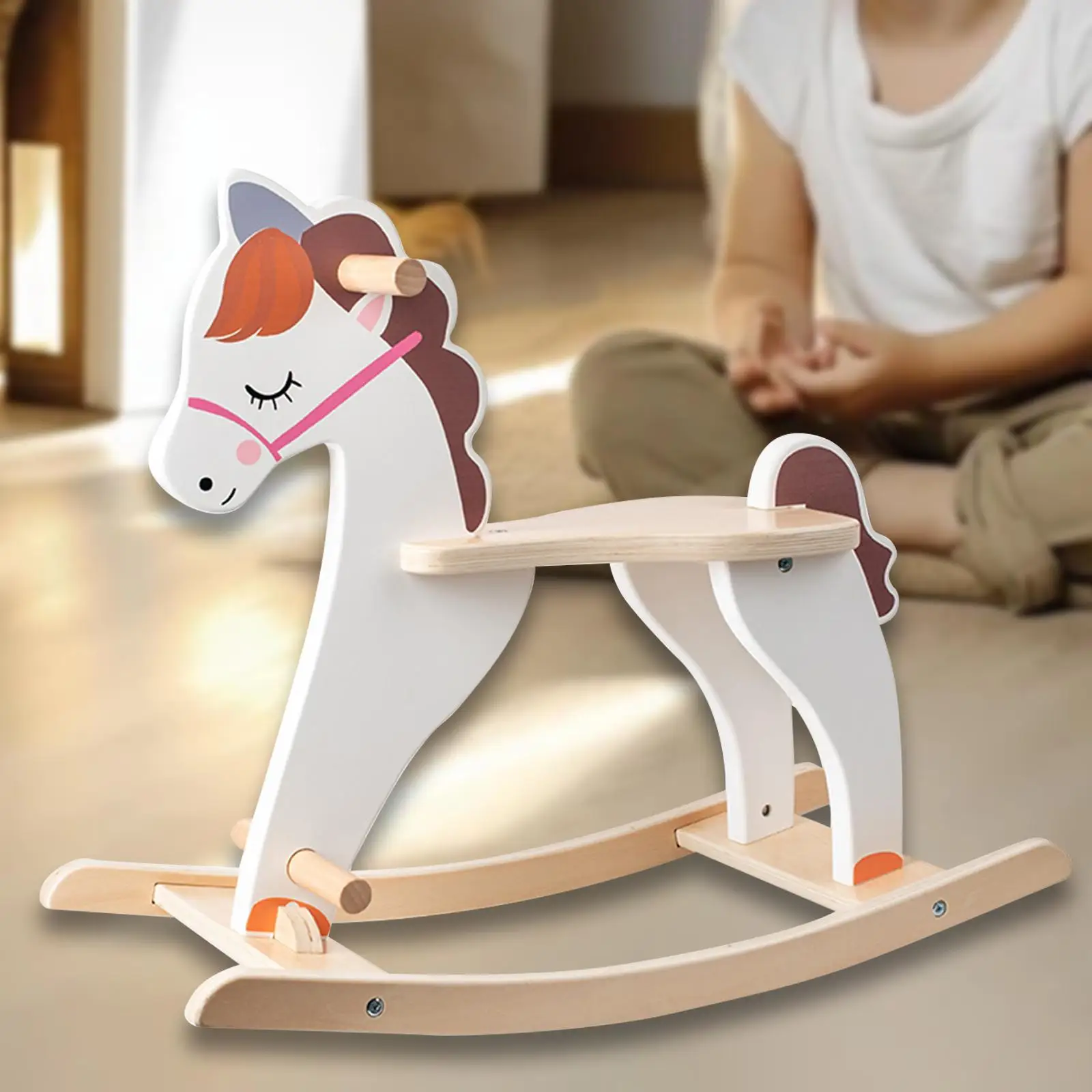 Wooden Rocking Horse Infant Ride Toy Rocking Animal Rocker Toy Baby Wood Ride on Toy for Child Children Baby Boys Girls Festival