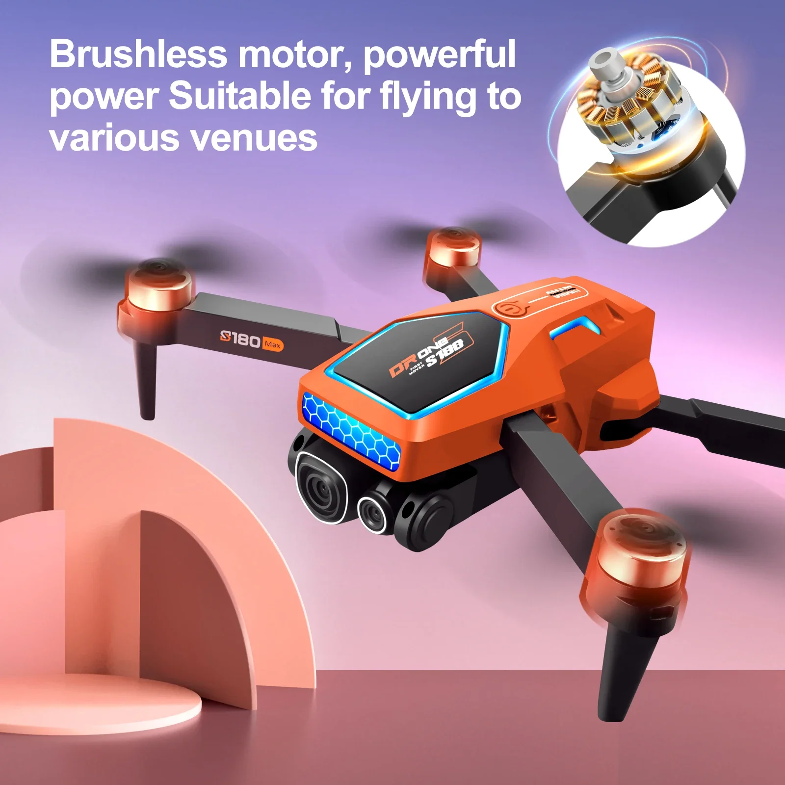Dron S180 4K de control remoto con flujo óptico y luces para niños - imagen 3