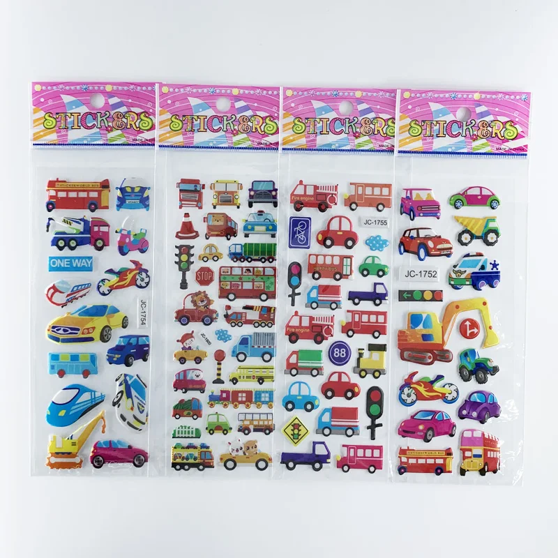 Pegatinas 3D para coche de tráfico para niños, pegatinas de dibujos animados de burbujas hinchadas para álbum de recortes, portátil, cuaderno, Juguetes DIY, 8 hojas por juego - imagen 2