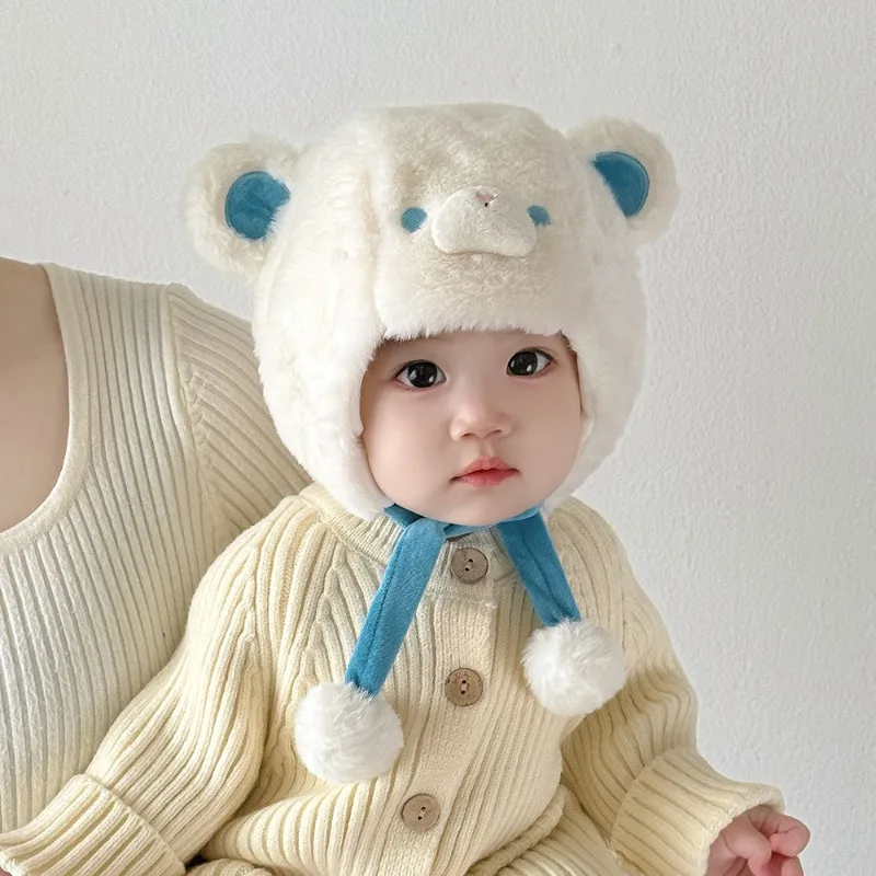Conjunto de gorro de cazador de osos para bebé de invierno: linda combinación de gorro y bufanda con orejeras, calentador de cuello suave y cálido a prueba de frío para niños pequeños.
