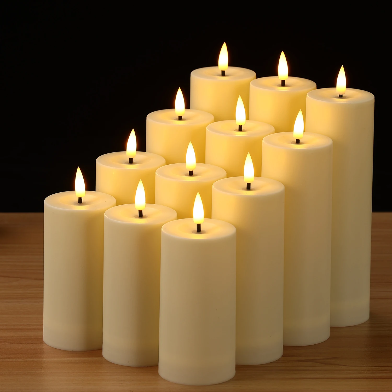 Velas LED parpadeantes impermeables sin llama, luces de té con temporizador remoto, decoración de cumpleaños y boda, velas falsas, 12 Uds.