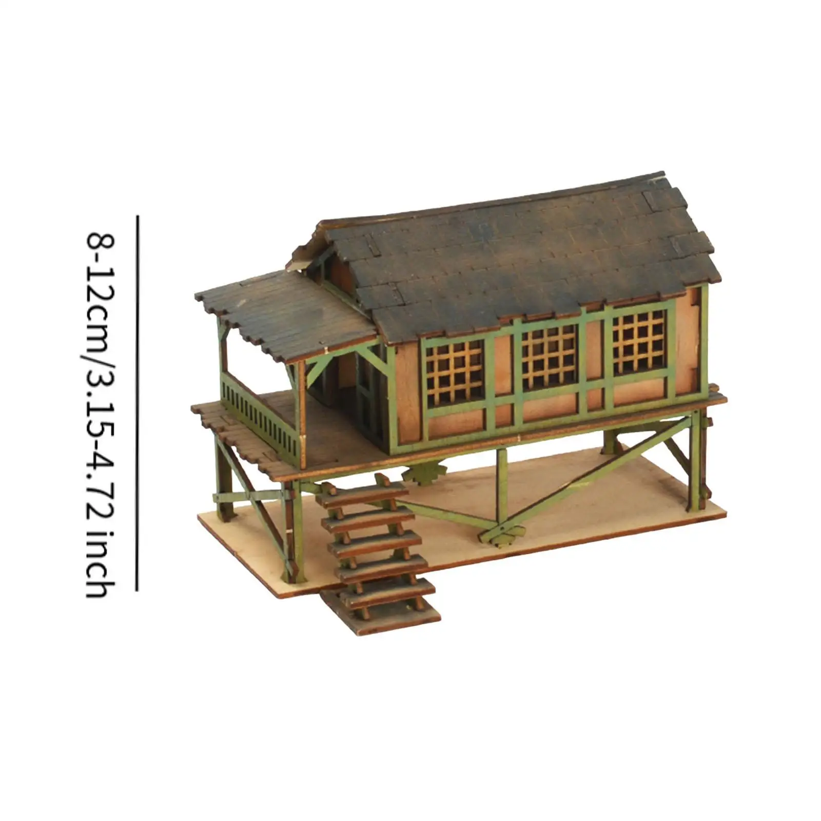 1/72 Models House DIY Crafts Unassembly DIY Wooden House Assemble Miniature Scene Layout Sand Table Decor Diorama Layout