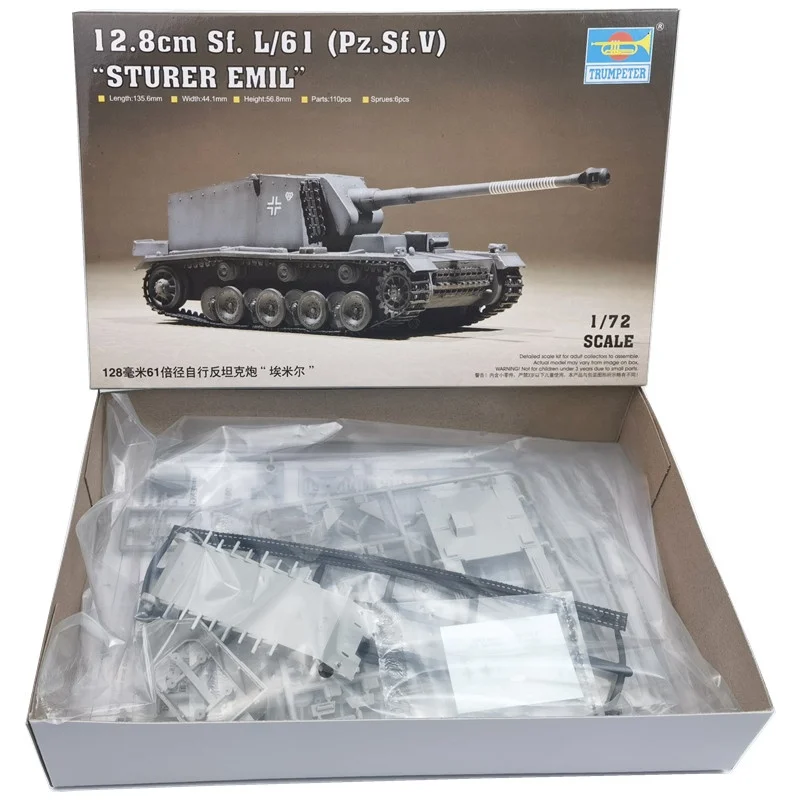 TRUMPETER 1/72 12,8 cm Sf.L/61 (Pz.Sf.V) STURER EMIL Modelo de rompecabezas de ensamblaje de plástico - imagen 2