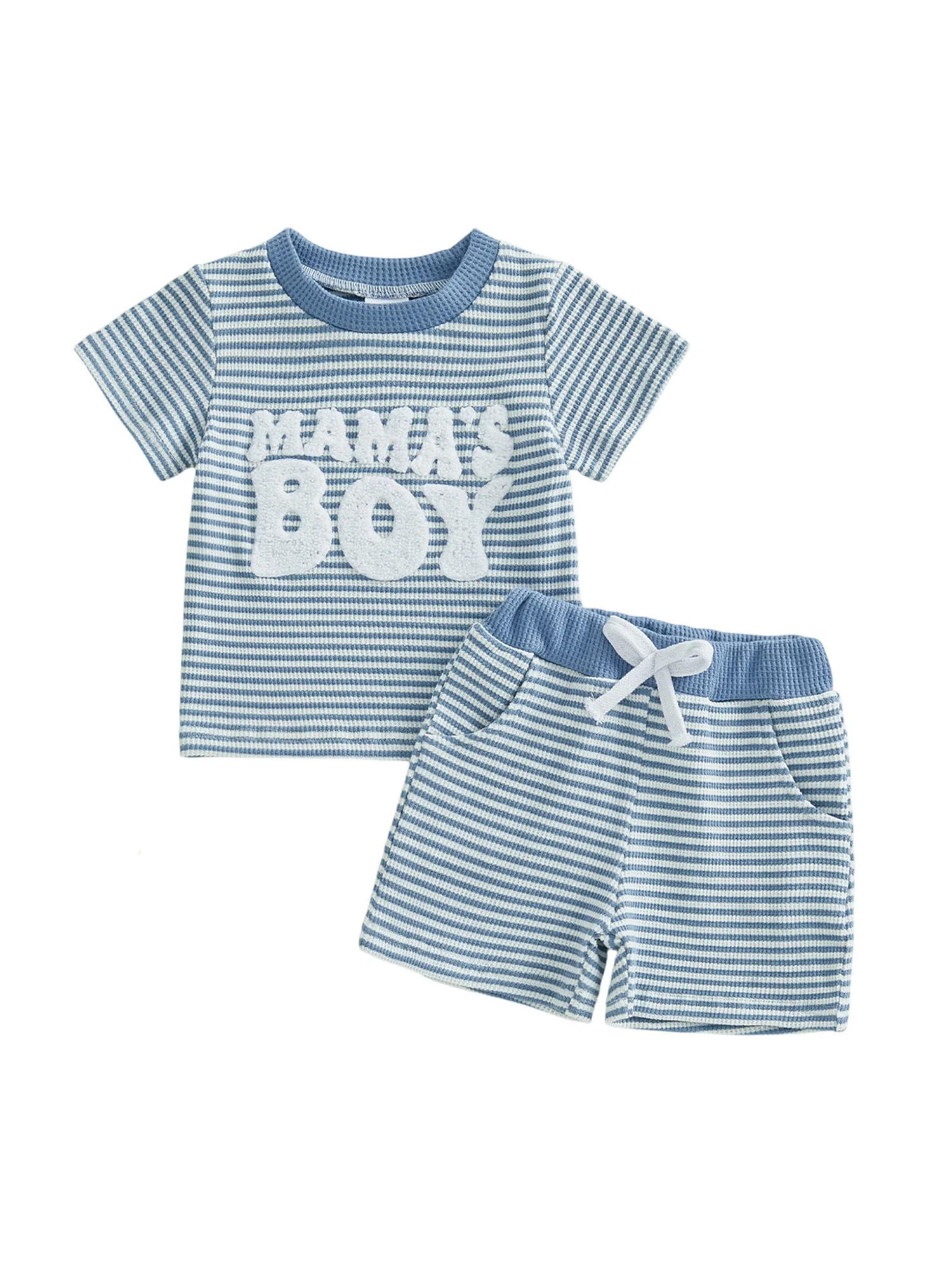 Camiseta con bordado de letras y rayas para bebé