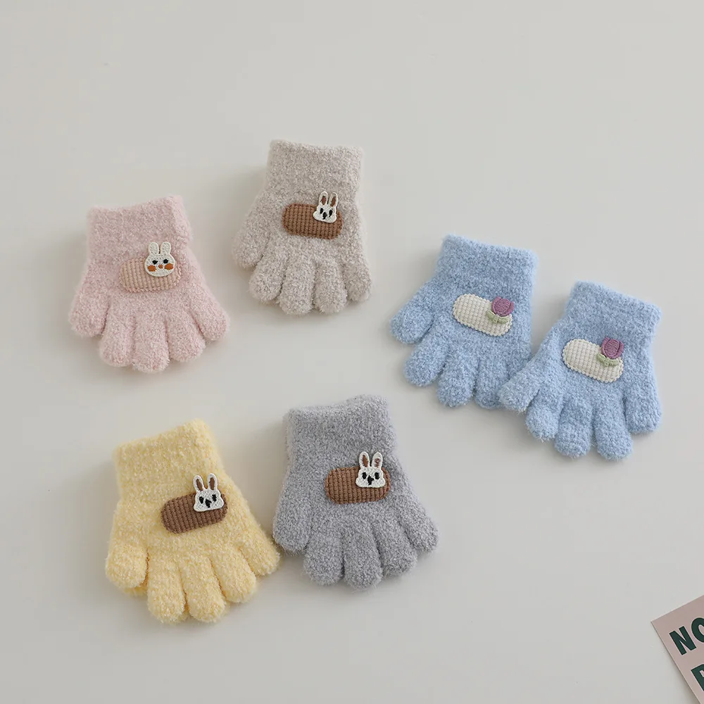Guantes de Lana Coral Infantiles – Estampado Divertido para Invierno - imagen 3