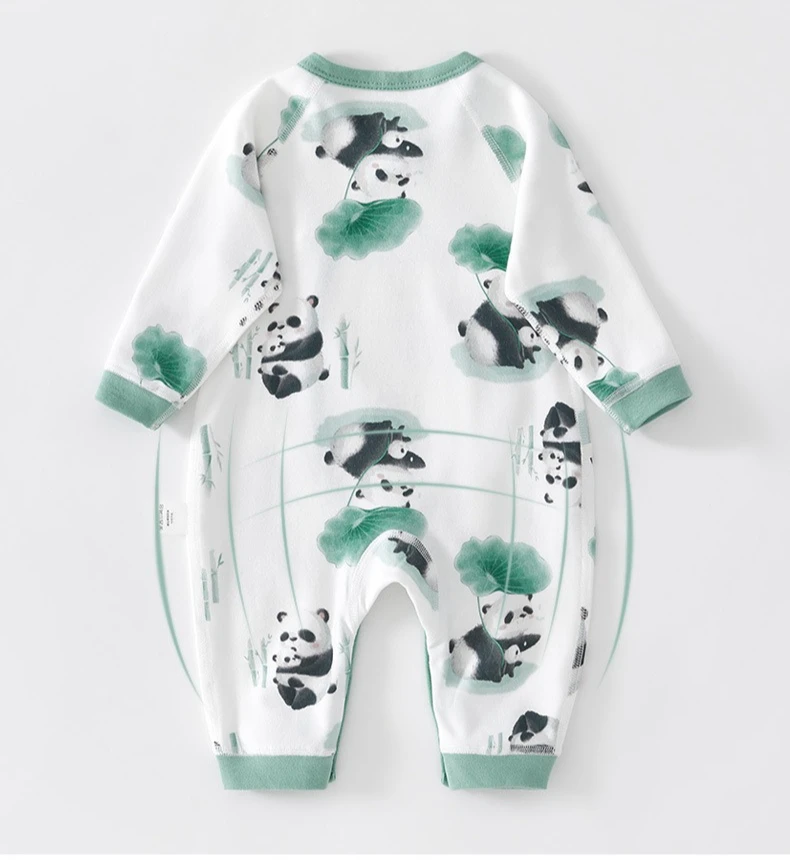 Somenie-Pelele de algodón puro para bebé recién nacido, mono de manga larga con estampado bonito para niño y niña, ropa para todas las estaciones 0-1-3-6M - imagen 3