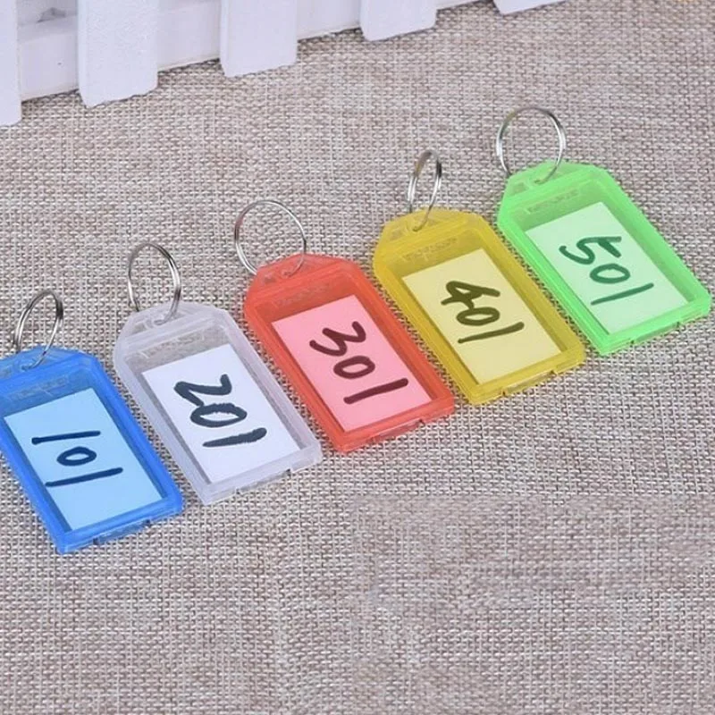  ﻿ 10 ~ 50 Uds llavero etiquetas para llaves etiqueta con anillo dividido para DIY nombre numerado etiqueta de equipaje etiqueta de identificación etiquetas de nombre plástico colorido Tmz - imagen 5
