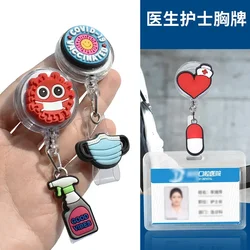 1 unidad de insignia retráctil estilo enfermera médica divertida, tarjetero, Tarjeta De Nombre de exposición, llavero retráctil, Porta Credencial