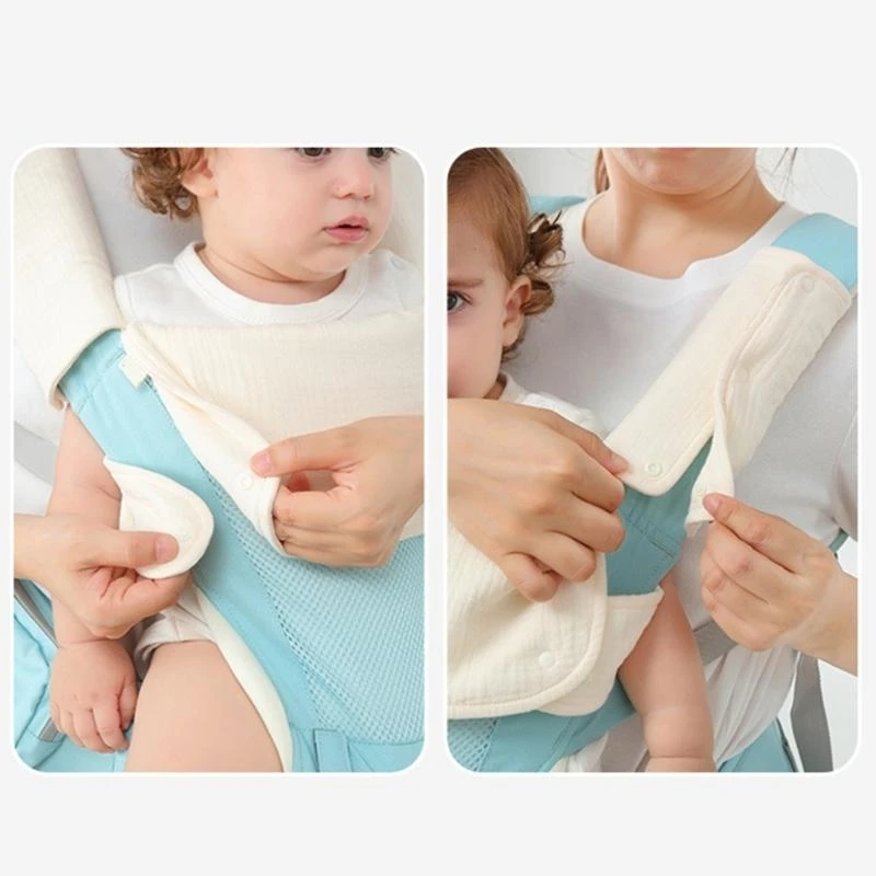 M76C Almohadilla algodón saliva Toalla para bebés Taburete cañería Babero Multifunción Correa para bebés - imagen 4