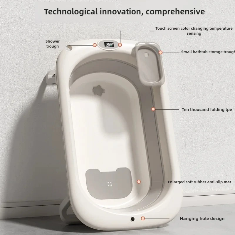 Un conjunto de lavabo de ducha para bebé recién nacido sentado y tumbado, lavabo de ducha para niños, bañera de bebé cálida plegable, antideslizante agrandada - imagen 4