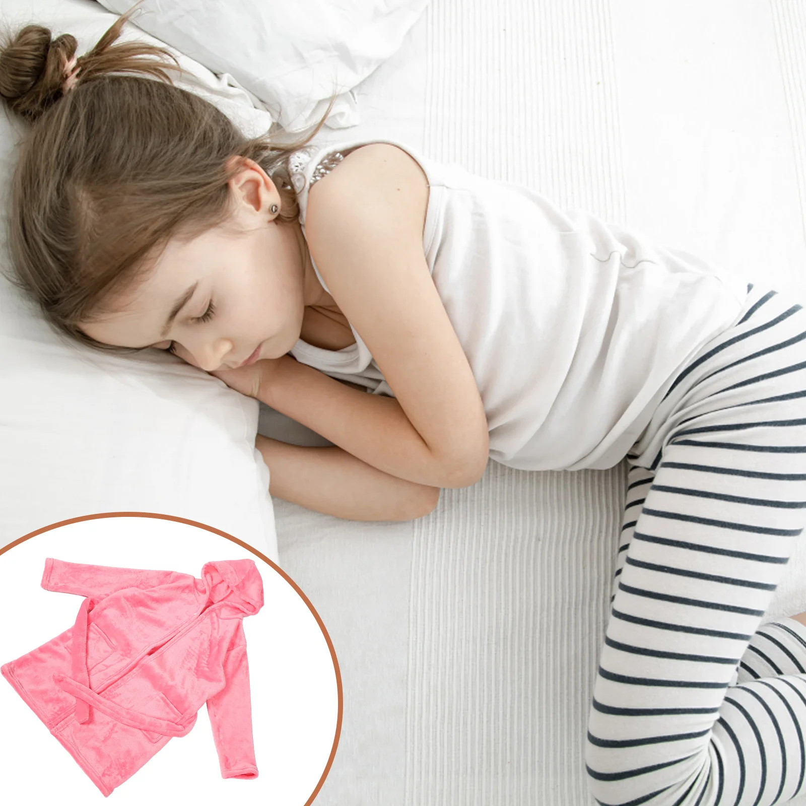 Albornoz con capucha para niños pequeños, bata de franela suave y cálida, ropa de dormir acogedora, abrigo de casa para niñas, batas para niñas - imagen 2