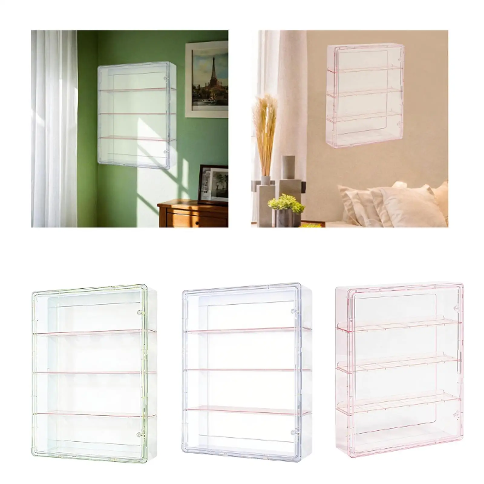 Vitrina para organizador de figuras con divisor, montaje en pared, vitrina de 4 niveles, caja de almacenamiento para muñecas, escaparate para figuras de acción - imagen 3