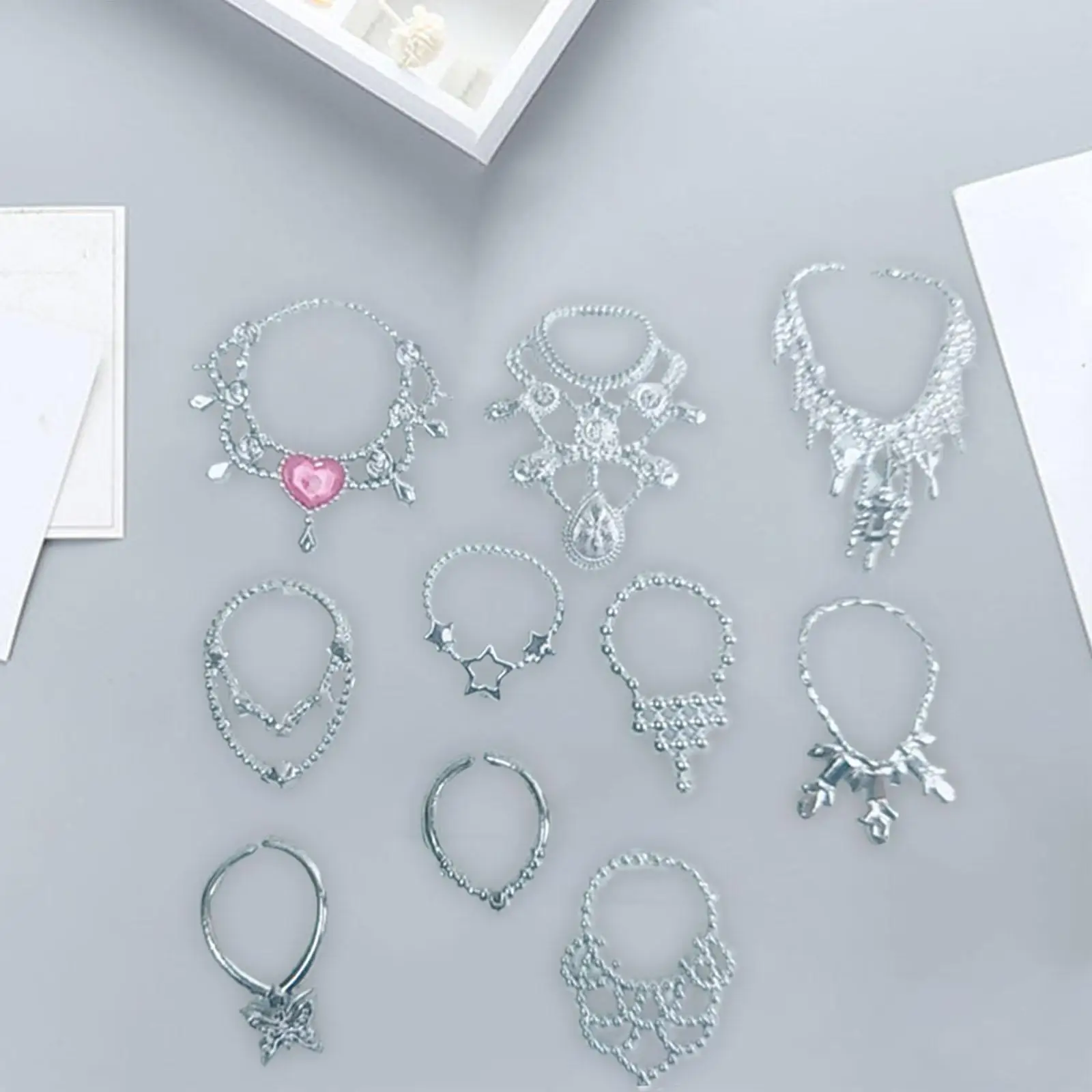10x Doll Accessories Jewelry Set Holiday Gift Costume Doll Decoration Chain Accessory Doll Dress up Mini Doll Necklace Play Set