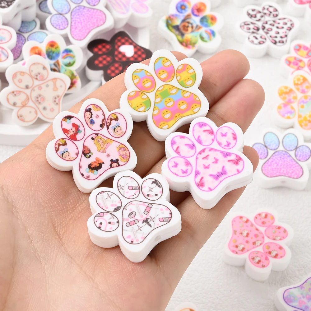 Cuentas de silicona con forma de pata de oso para bebé, cuentas para mordedor de calidad alimentaria, cadenas/Clips para chupete, soporte para muñeco, collar, pulsera, Juguetes, 5 uds. - imagen 4