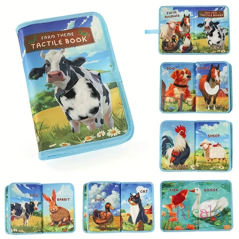 Libro táctil de animales para bebé – Desarrollo sensorial de tela - imagen 3