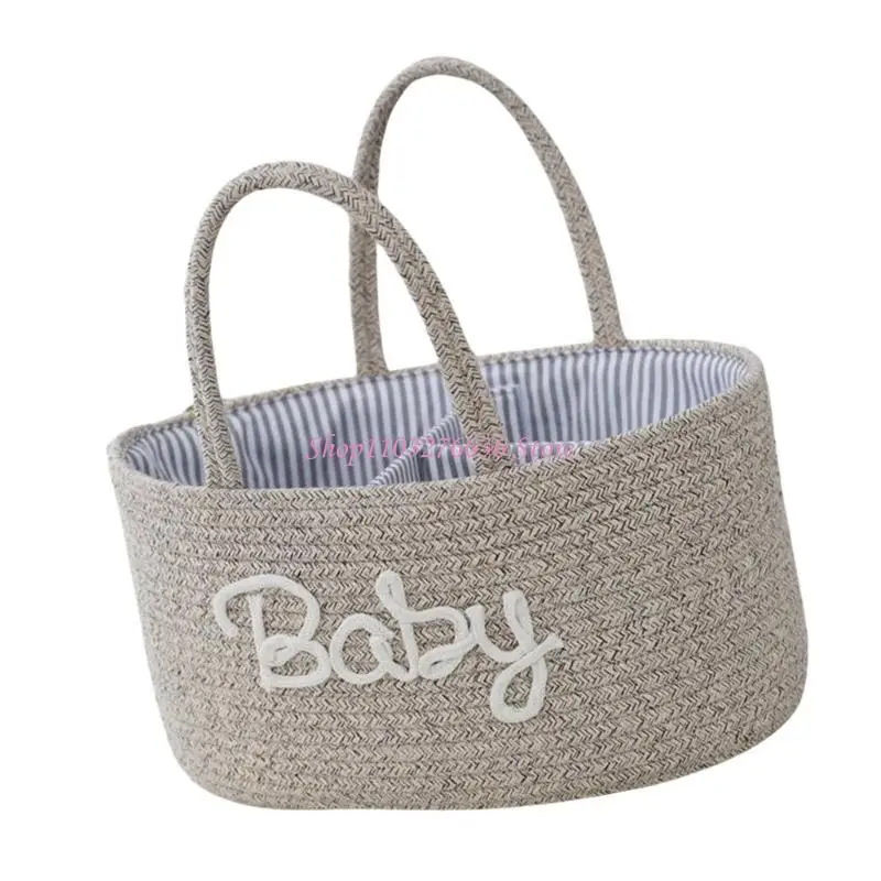 Conveniente cesta de almacenamiento de pañales para bebés, tela de algodón, organiza una solución moderna de almacenamiento de pañales para bebés para guardería y viajes - imagen 2