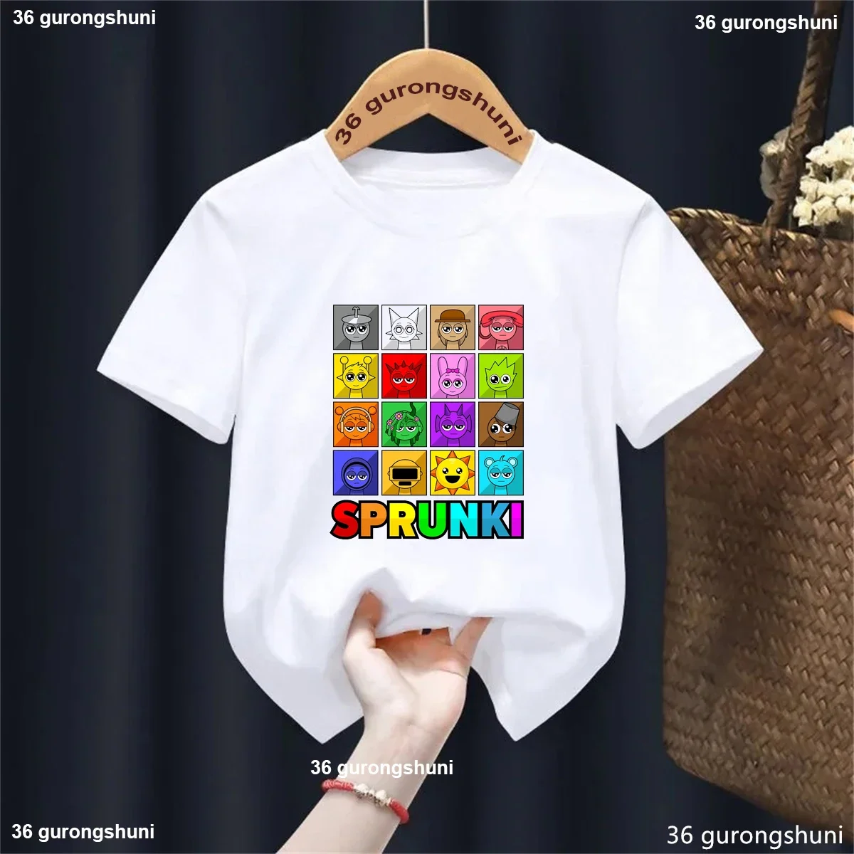 Cool Sprunki-Camiseta con estampado con dibujo de juego de música para niñas y niños, ropa Kawaii para niños, camisetas lisas de manga corta de verano