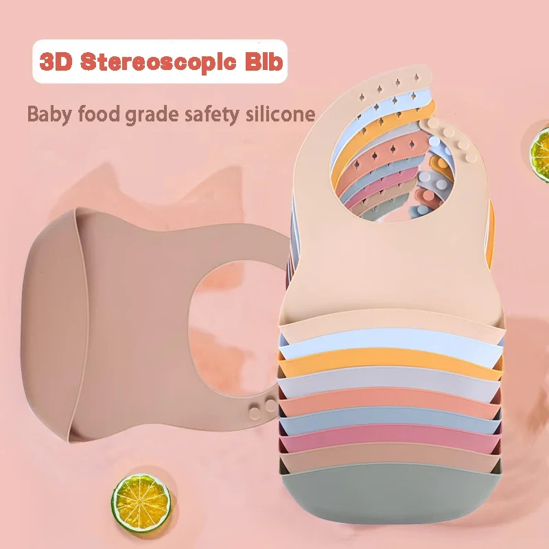 Baberos de arroz silicona para bebés – Impermeables suaves al comer - imagen 2