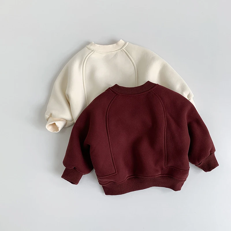 MILANCEL nueva sudadera con capucha de invierno para niños 1-6T Linda letra para niñas jersey acolchado de lana Simple cálido grueso prendas de vestir para niños Tops - imagen 2