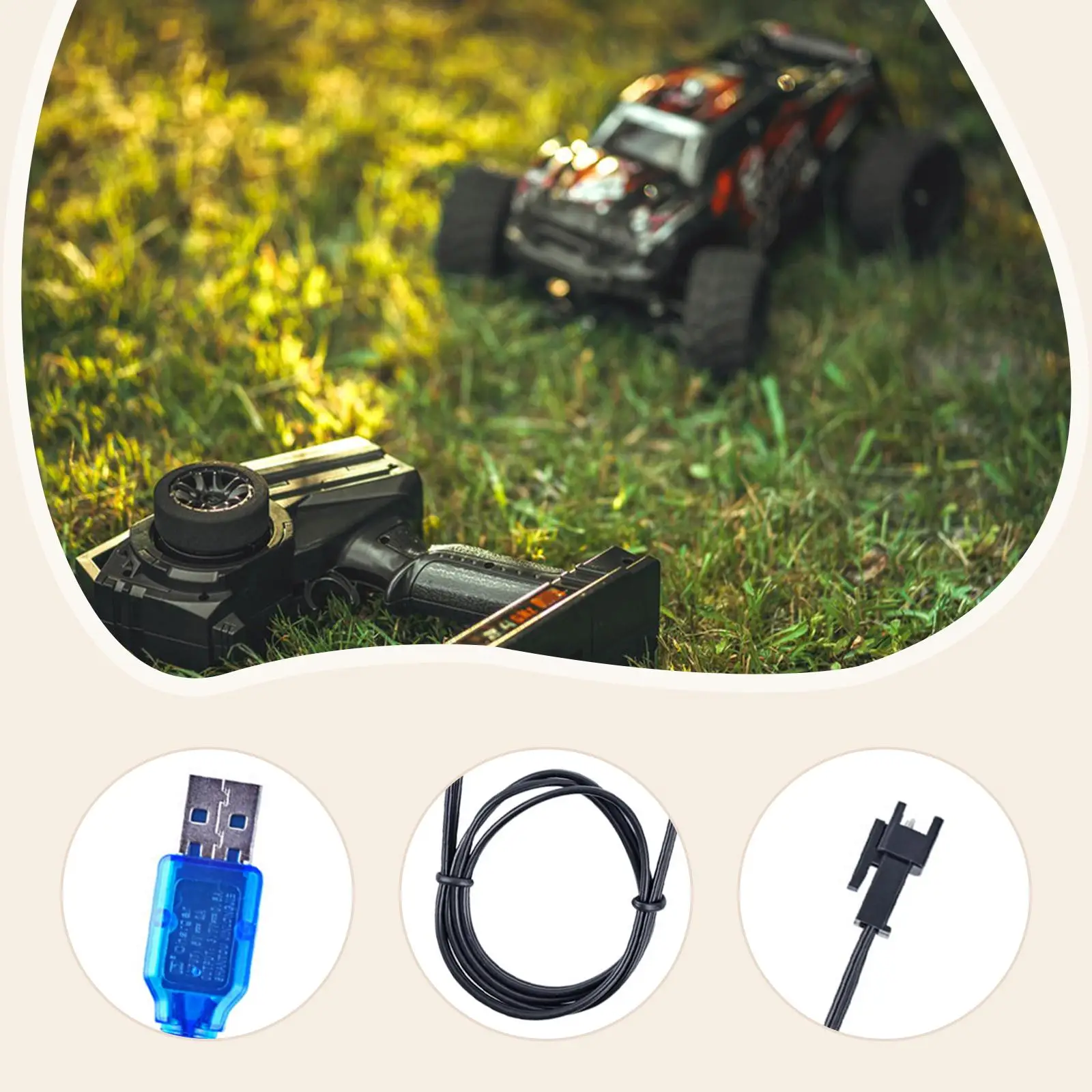 2Pcs 3.7V 400mAh USB Charging Cables 60cm Safely for RC Toys Car Ships Boats