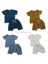 Conjunto de verano en algodón acanalado para bebé – Top y shorts