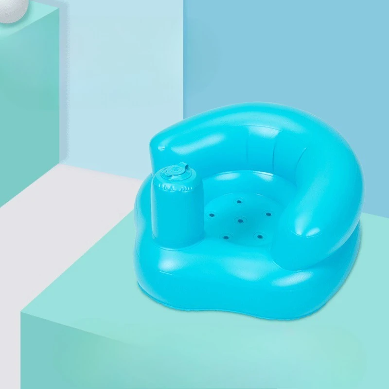 Asiento inflable de Color sólido para bebé, soporte trasero, asiento de baño infantil plegable portátil, silla de entrenamiento, soporte para Baby Shower, sofá nuevo - imagen 4