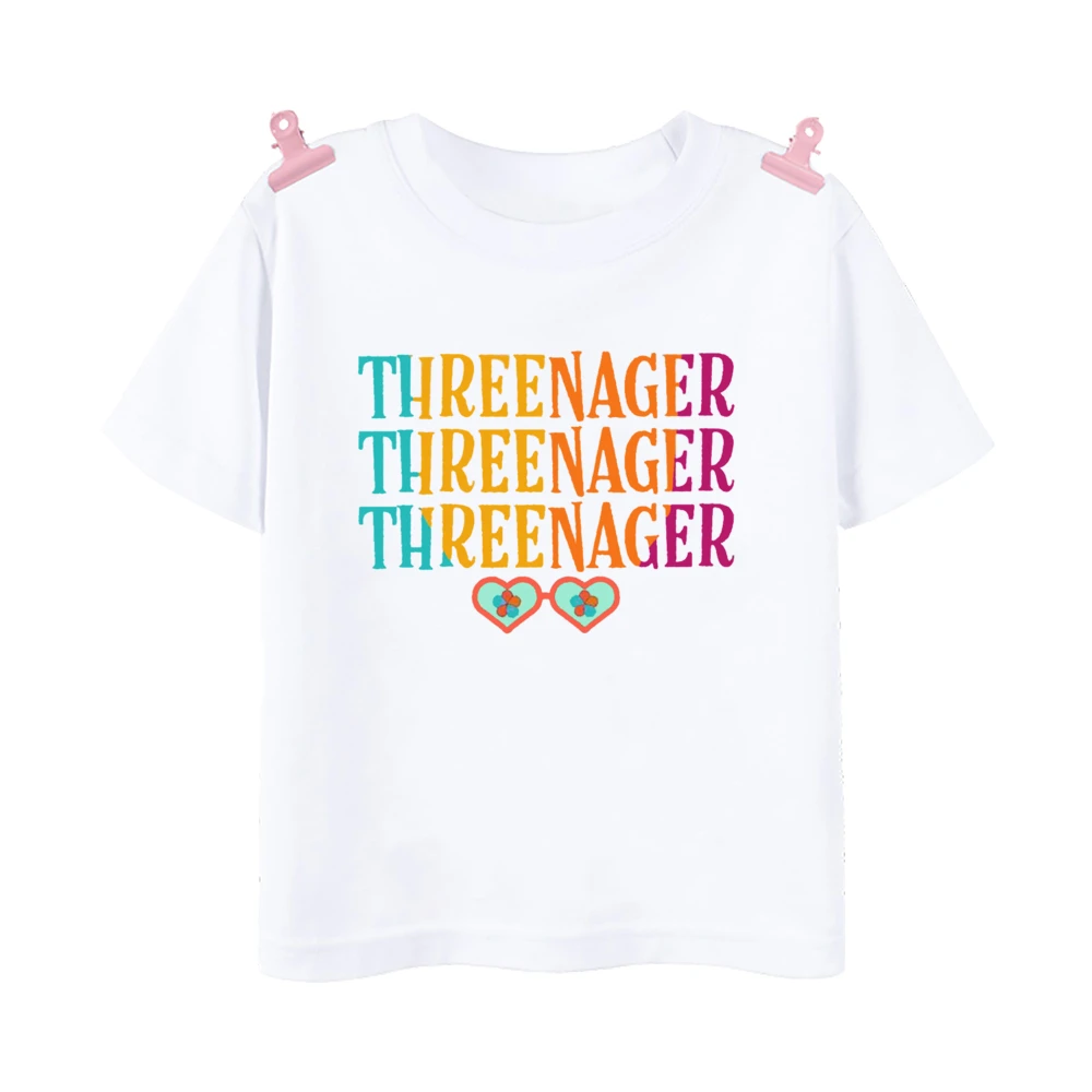Camisetas de cumpleaños a juego para la familia, camiseta de Threenager para niños pequeños, traje de fiesta de cumpleaños de 3 años, papá, mamá, Sis Bro, Tops, body - imagen 5