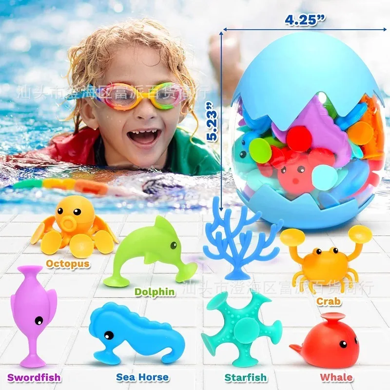 Juguete de baño de goma para bebé con animales oceánicos y ventosa - imagen 2