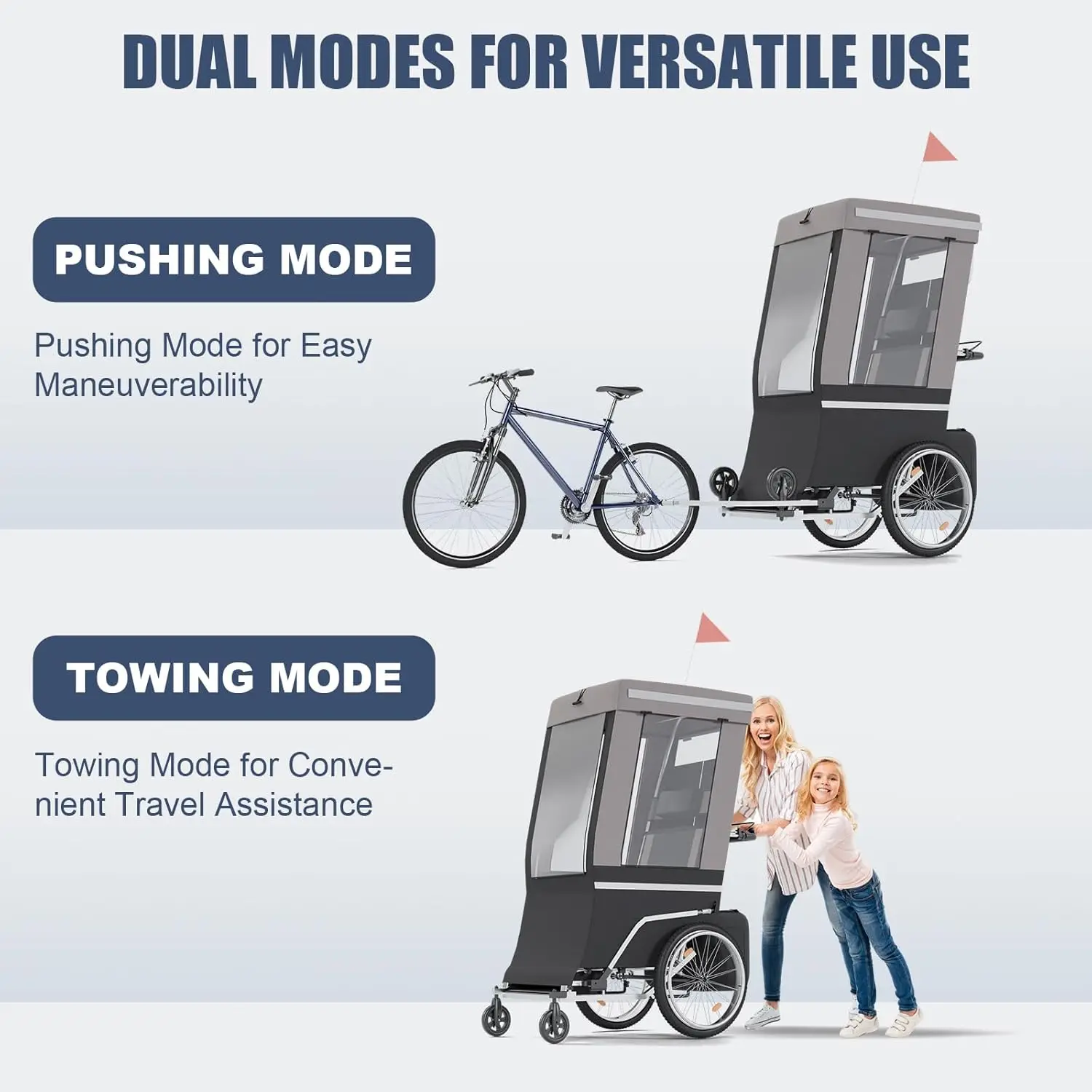 Remolque plegable para bicicleta infantil con asiento de seguridad - imagen 2