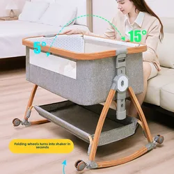Cuna convertible plegable de aluminio con ruedas para recién nacido