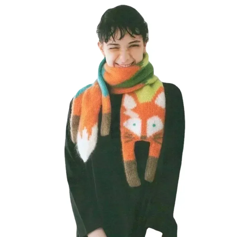 Bufanda infantil de invierno con zorro larga y cálida para niñas - imagen 4