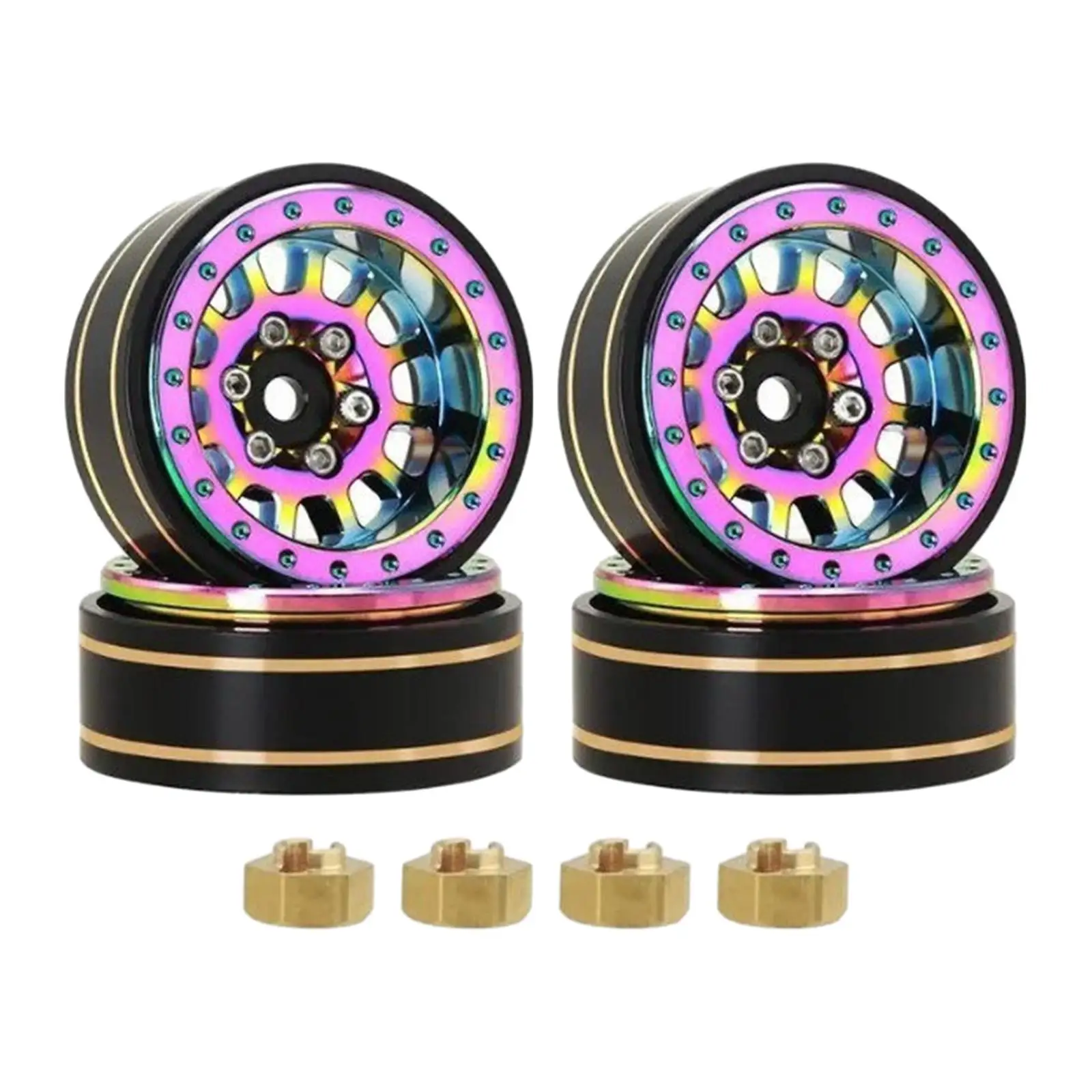 4x 1.22'' RC Car Spare Part Professional High Strength Deep Dish Rim Metal RC Rim Tire Wheel for 1/18 TRX4M Parts Replacements