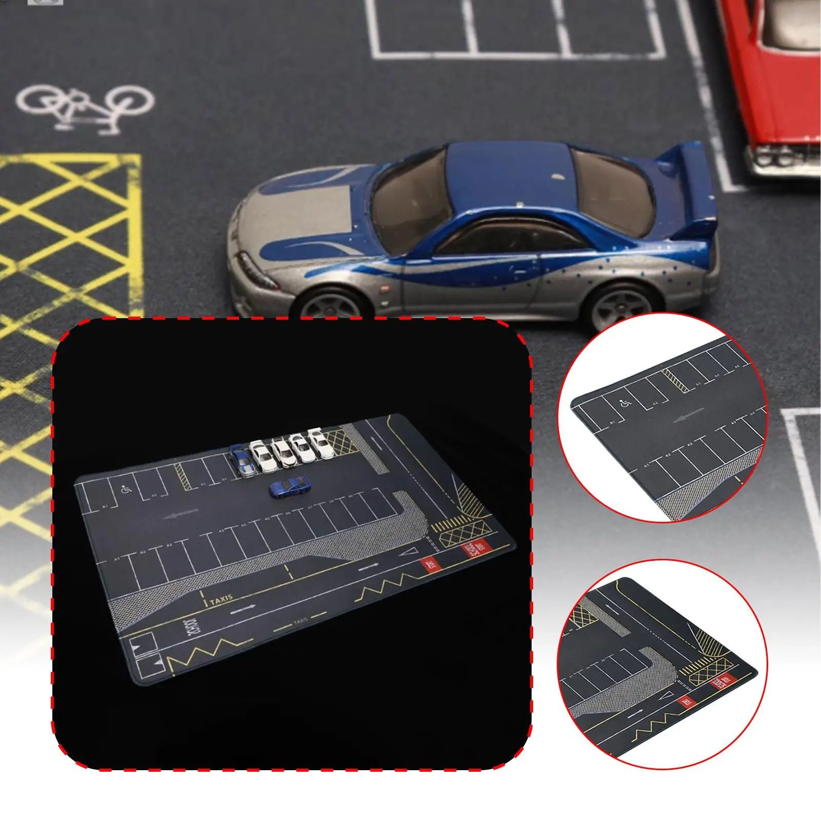 Rolled up:64 Diecast Alloy Car Model Parking Desktop Layout Nonslip Garage Toy Mouse Pad Vehicle Scene Display Toy