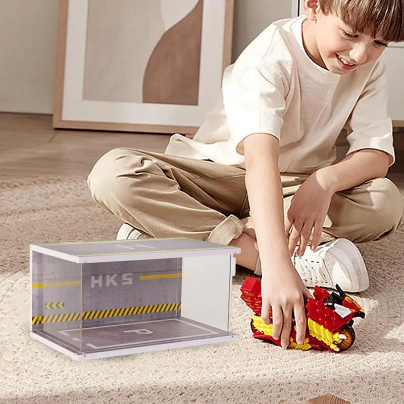 Modelo de garaje de juguete, escena de estacionamiento, modelo 1:32, modelo de escena de estacionamiento con luz LED, modelo de garaje de estacionamiento, juguete para niños de escritorio - imagen 2