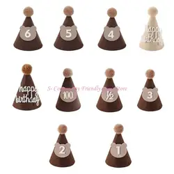 Gorro de cumpleaños para bebé oso marrón con pompón ajustable